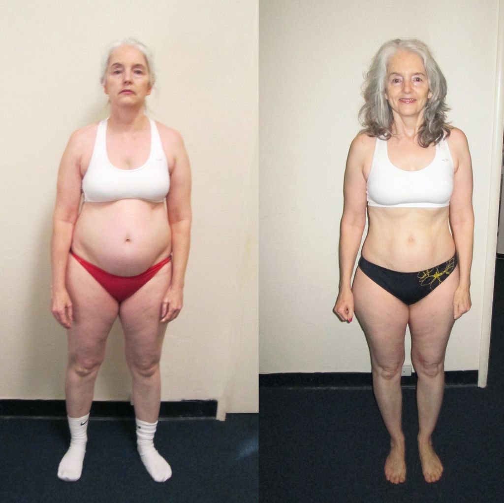 Front view of female client weight loss and strength training results