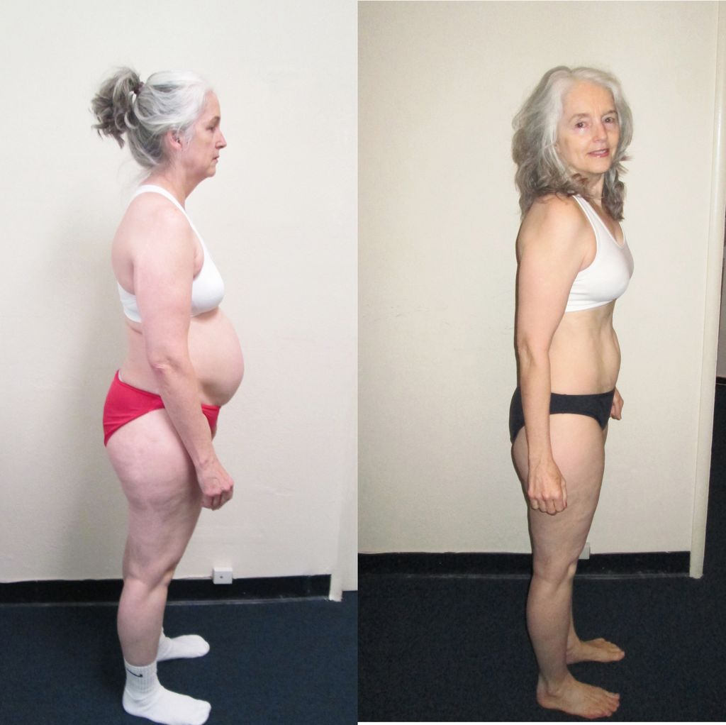 Female client before and after weight loss and strength training results