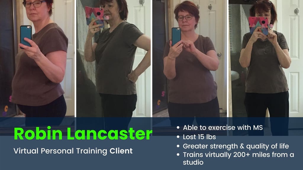 Client loses 15 pounds with Virtual personal trainer before and after results