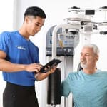 man in his 50s strength training