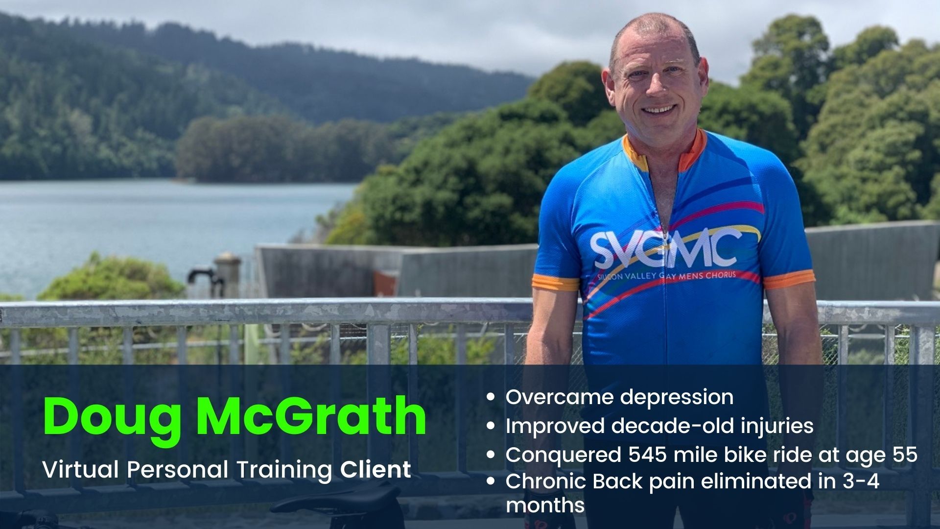 1-on-1 virtual training client improved old injuries and is riding his bike