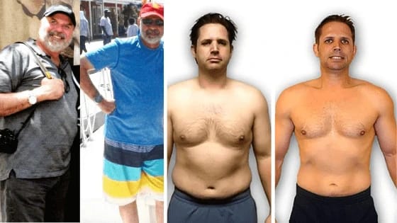male client at The Perfect Workout before and after