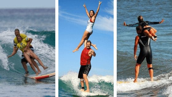 couple in their 60s surfing 3 pictures