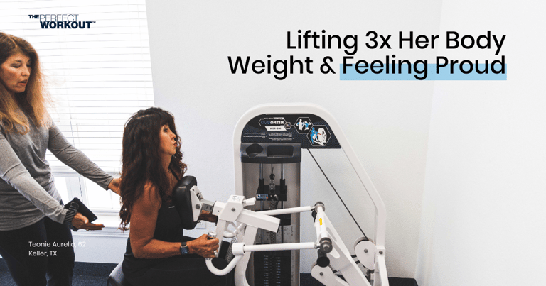 Female lifting 3x her body weight on strength training machine