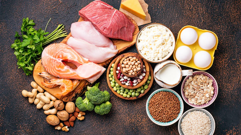 How to get enough protein, a large spread of different types of food