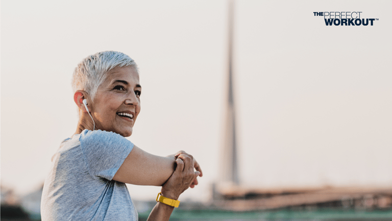 image of a woman stretching before a workout