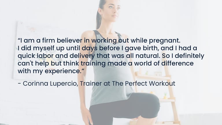 A pregnant woman safely working out