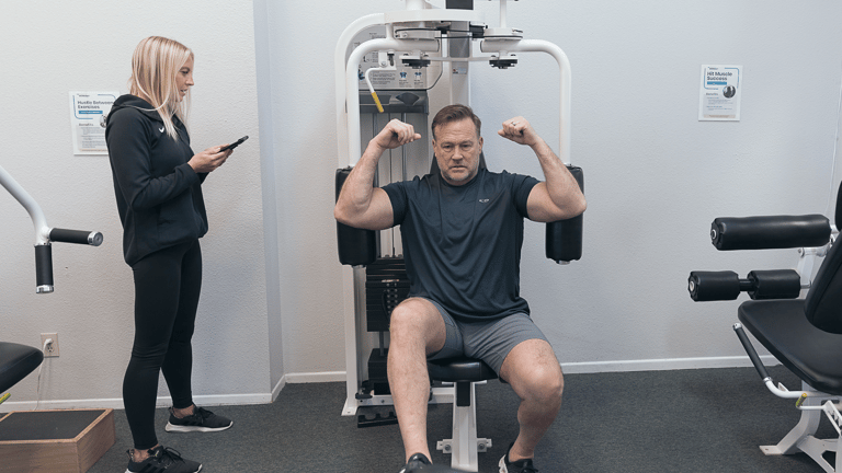 Former professional baseball player Brent Hansen exercising at The Perfect Workout