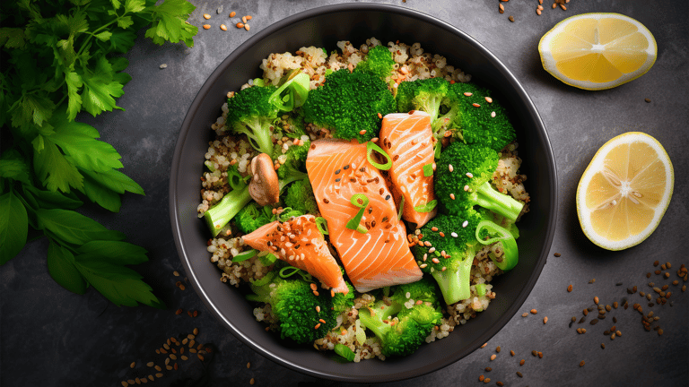 A plate of healthy food that helps lower cortisol levels