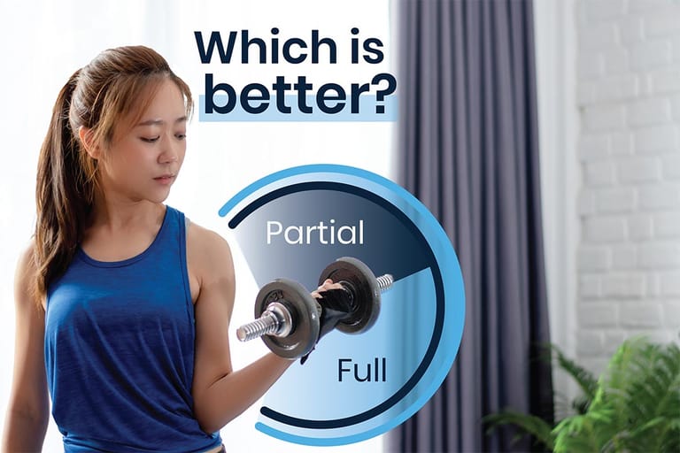 Female Lifting weights with full range of motion
