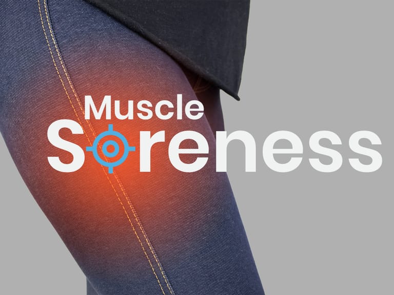 Muscle soreness from muscle building on a woman's quads