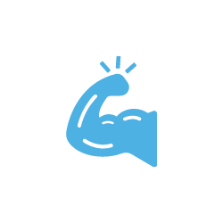 Blue muscle arm icon