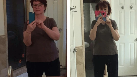 female member of The perfect workout before and after