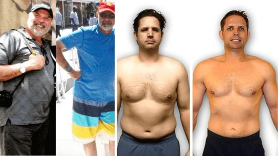 male client at The Perfect Workout before and after