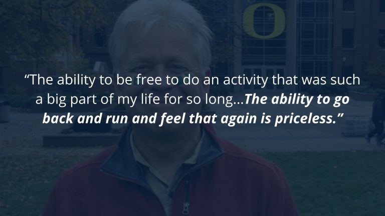 1-on-1 personal training Client says he is free to do an activity that was a big part of his life