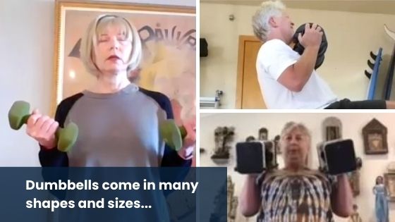 Men and Women using dumbbells