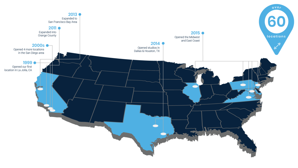 map of the locations in the U.S.