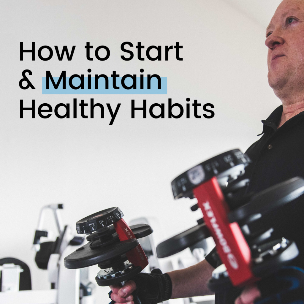 Man Lifting weights and creating healthy habits