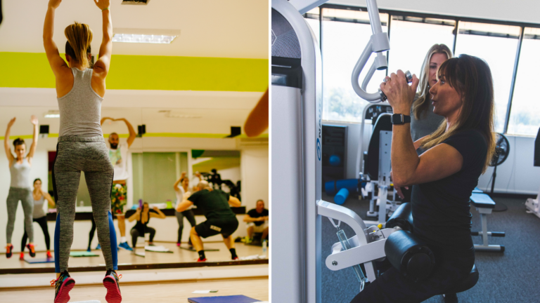 Female doing an exercise class vs a female doing high intensity training