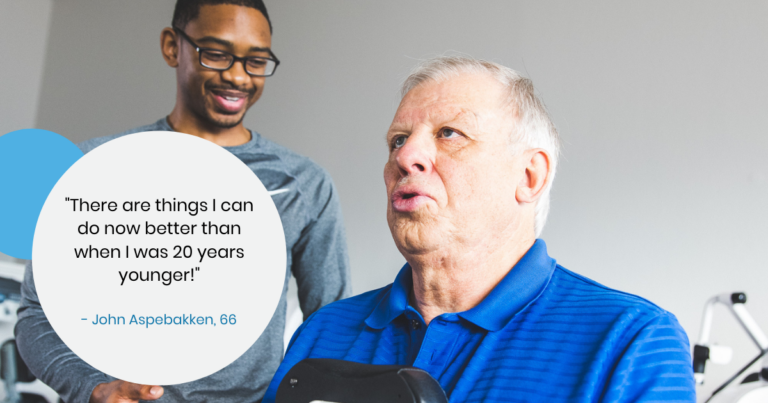 Training coaching a member with a quote bubble