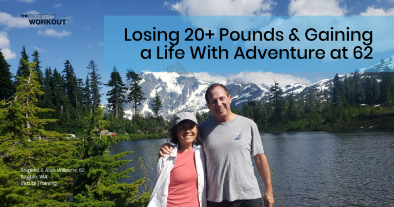 wife and husband posing for a picture in front of beautiful mountain scenery