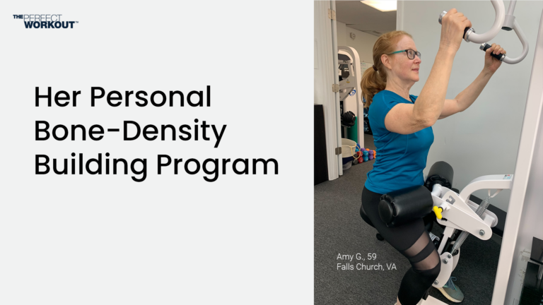 Member Amy Golden working out on the Lat Pulldown machine