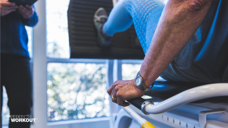 Image of a member training on the leg press