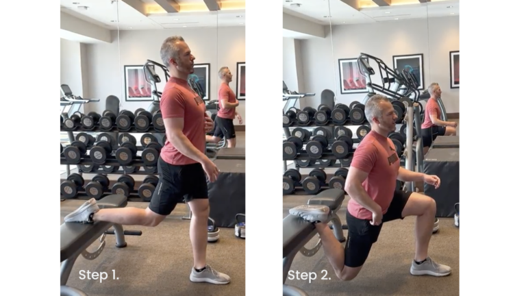Male performing a bulgarian split squat