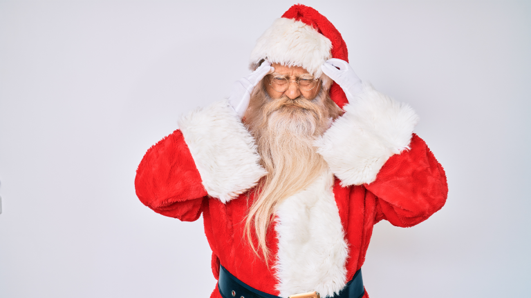 Santa experiencing holiday stress