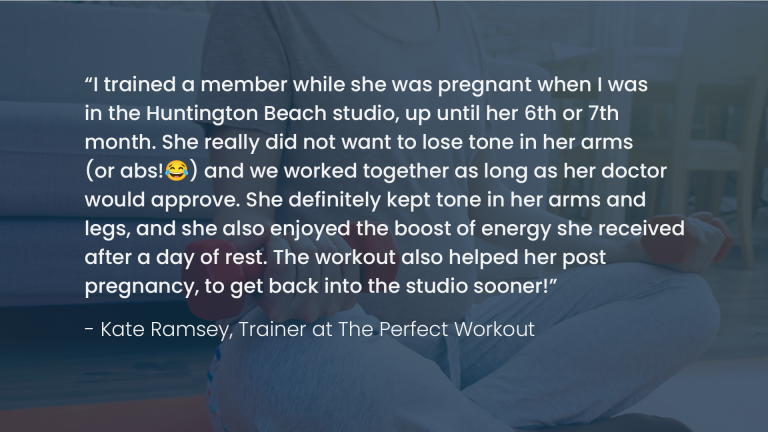 A quote over a picture of a pregnant woman safely working out