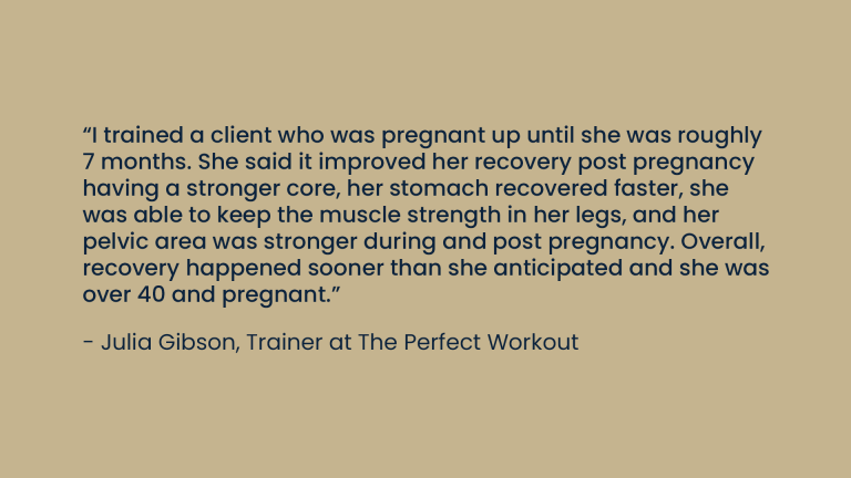 Image of a quote about the safety of working out while pregnant