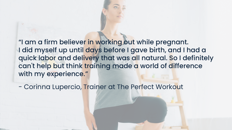 A pregnant woman safely working out