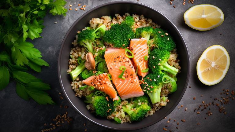 A plate of healthy food that helps lower cortisol levels